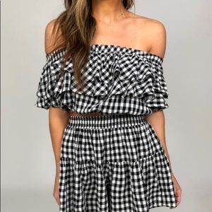 Gingham Off Shoulder Top